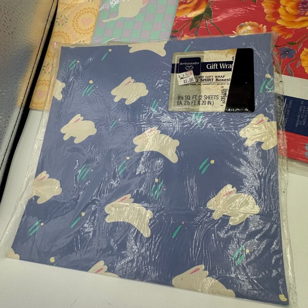 Vtg Ambassador Hallmark Gift Wrap Lot 10 Packs Carousel Sheep Cats Floral Star